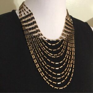 Elegant Gold and Black Layered Necklace